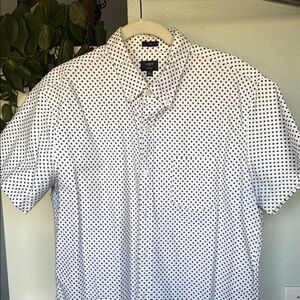 J Crew White and Blue Casual Button Down Shirt XL Slim